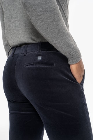 Pantalon slim en velours - Bleu marine