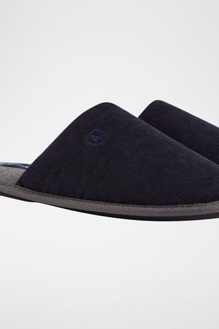 Pantoufles en velours - Bleu marine