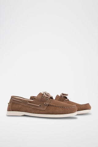 Chaussures bateau en nubuck - Marron