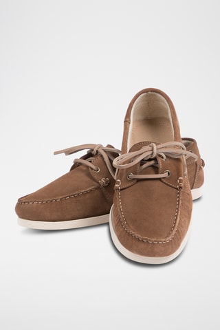 Chaussures bateau en nubuck - Marron