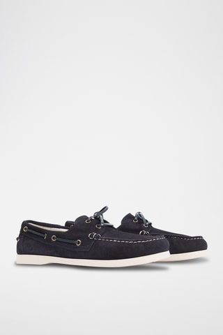 Chaussures bateau en nubuck - Bleu marine