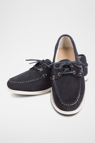 Chaussures bateau en nubuck - Bleu marine
