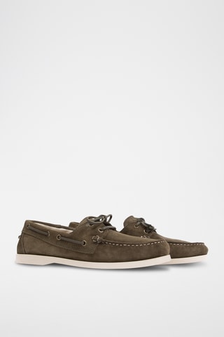 Chaussures bateau en nubuck - Vert