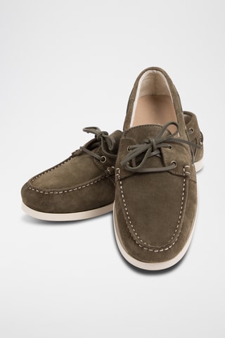 Chaussures bateau en nubuck - Vert