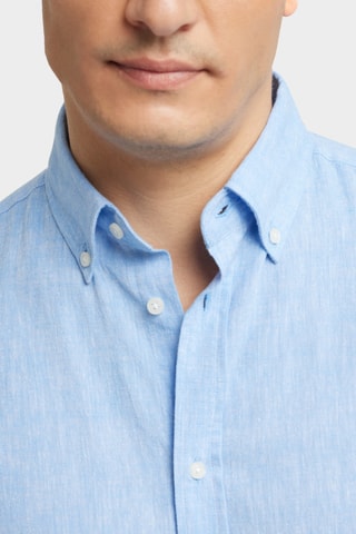 Chemise regular en lin - Bleu