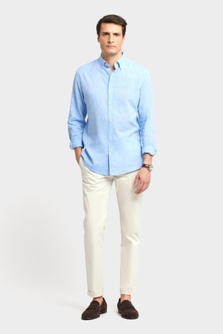 Chemise regular en lin - Bleu