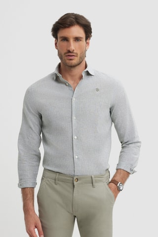Chemise regular en lin - Vert