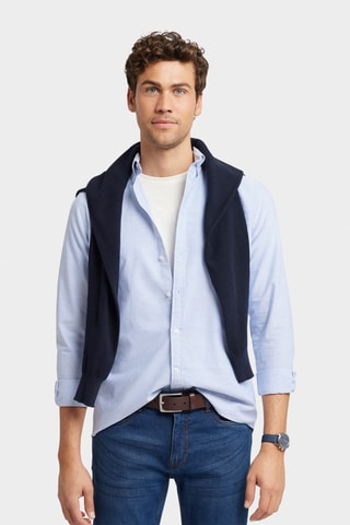 Chemise regular en coton biologique - Bleu