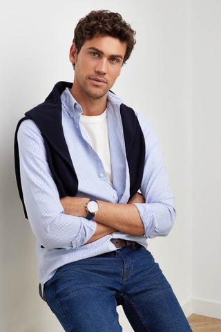 Chemise regular en coton biologique - Bleu