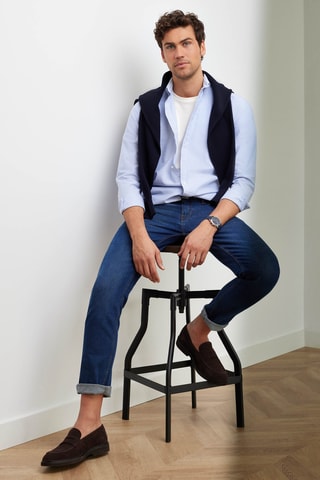 Chemise regular en coton biologique - Bleu