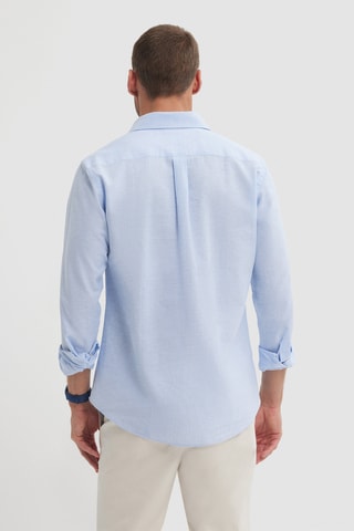 Chemise regular en lin - Bleu