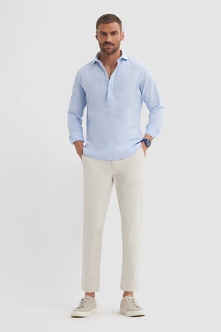 Chemise regular en lin - Bleu