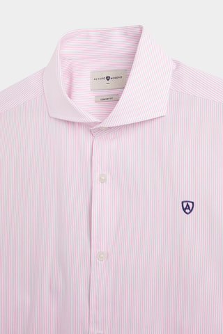 Camisa slim - Azul-claro - Rosa