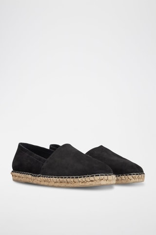 Espadrilles en cuir de chèvre nubuck - Noir - IKKS