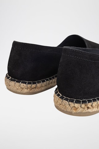 Espadrilles en cuir de chèvre nubuck - Noir - IKKS