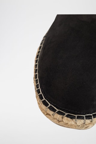 Espadrilles en cuir de chèvre nubuck - Noir - IKKS