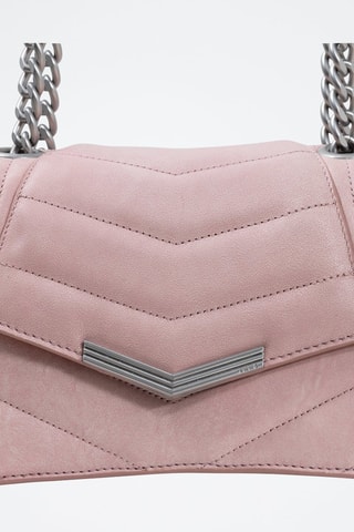 Sac porté épaule en cuir d’agneau - Rose - IKKS