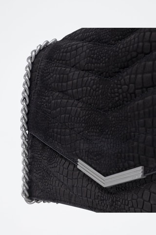Sac porté épaule en cuir de veau - Noir - IKKS