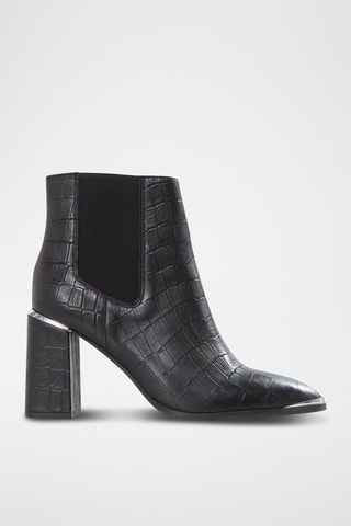 Bottines Chelsea en cuir de veau - Noir - IKKS