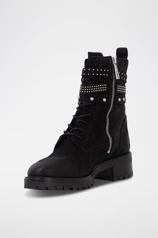 Boots montantes en cuir - Noir - IKKS