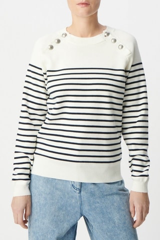 Pull - Bleu marine et blanc - IKKS