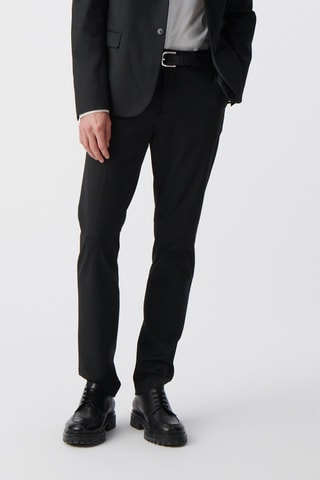 Pantalon slim en laine - Noir - IKKS