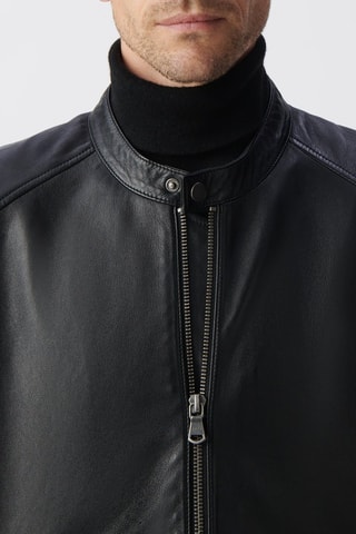 Veste en cuir d’agneau - Noir - IKKS