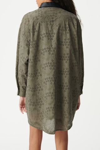 Robe chemise en broderie anglaise en coton biologique - Kaki - IKKS