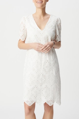 Robe droite en broderie anglaise en coton biologique - Ecru - IKKS