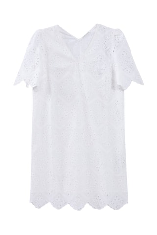 Robe droite en broderie anglaise en coton biologique - Ecru - IKKS