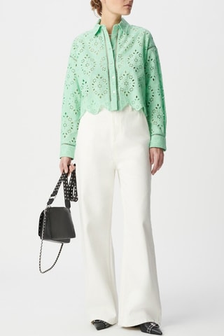 Chemisier en broderie anglaise en coton biologique - Vert - IKKS