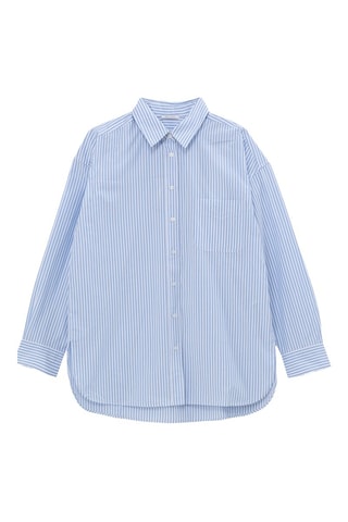 Chemisier oversize en coton biologique - Ciel et blanc - IKKS