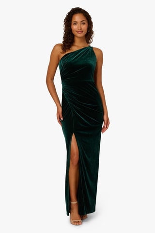 Vestido asimétrico de terciopelo - Verde