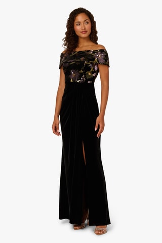 Vestido largo de terciopelo - Negro