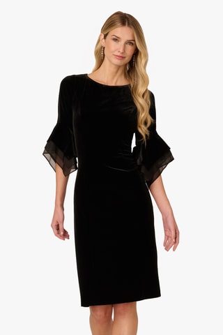 Vestido recto de terciopelo - Negro