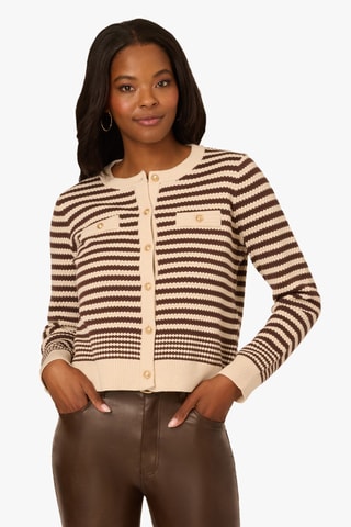 Cárdigan relaxed fit - - Beige y marrón oscuro