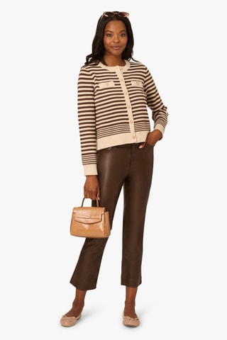 Cárdigan relaxed fit - - Beige y marrón oscuro