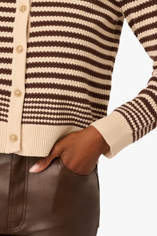 Cárdigan relaxed fit - - Beige y marrón oscuro