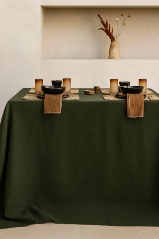 Mantel rectangular de lino Zilia - Caqui