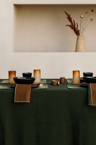 Mantel rectangular de lino Zilia - Caqui