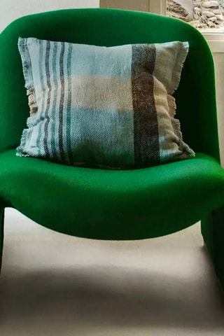 Funda de cojín de lino Aalborg - Aguamarina - 45 x 45 cm