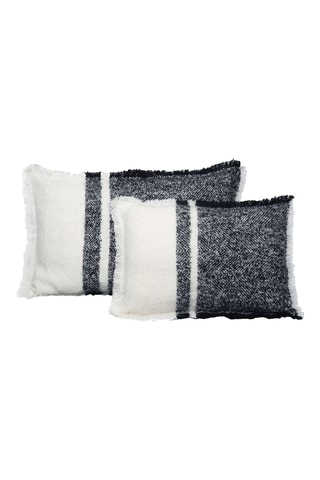 Funda de cojín de lana Megeve - Negro y blanco - 50 x 80 cm