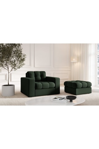 Pouf Yohan - Vert foncé - En tissu structuré