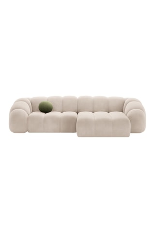 Canapé d’angle droit Lyna - Beige - 4 places - En velours