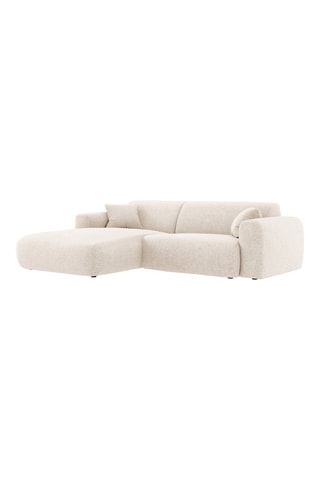 Canapé d’angle gauche Theo - Beige - 4 places - En polyester