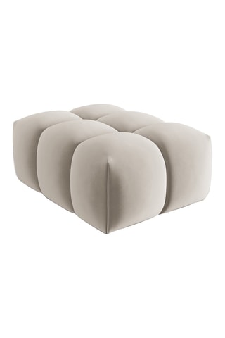 Pouf Lorella - Beige clair - Revêtement en velours - Structure en pin massif