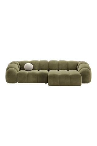 Canapé d’angle droit Lyna - Vert - 4 places - En tissu velours
