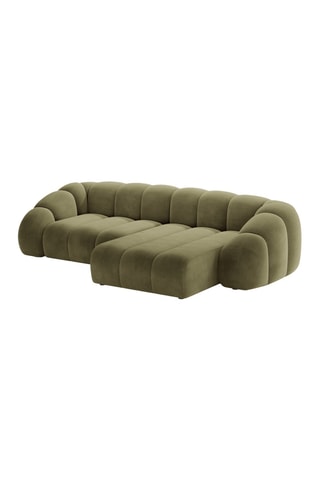 Canapé d’angle droit Lyna - Vert - 4 places - En tissu velours