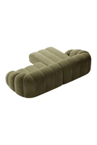 Canapé d’angle gauche Lyna - Vert - 4 places - En tissu velours
