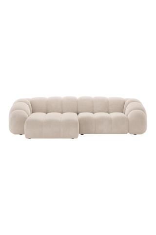Canapé d'angle gauche Lyna - Beige - 4 places - En tissu velours